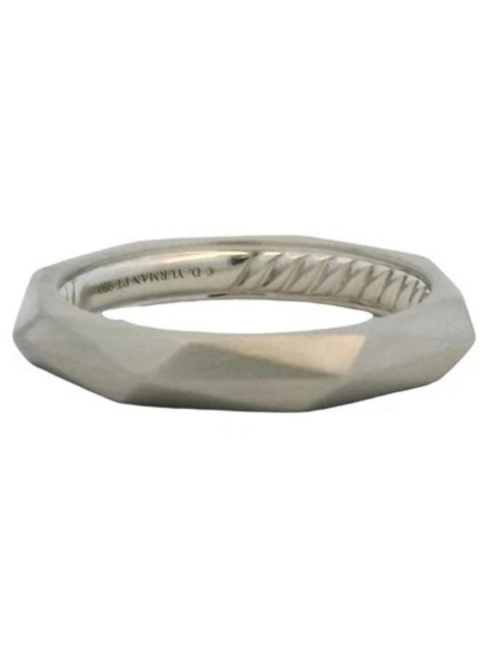 Rare Retired David Yurman Solid 950 Platinum Faceted 4mm 12g Band Ring Size 11